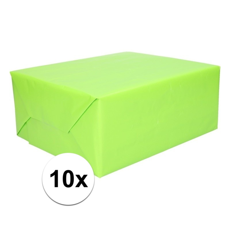 10 Rollen kadopapier lime groen 200 x 70 cm op rol