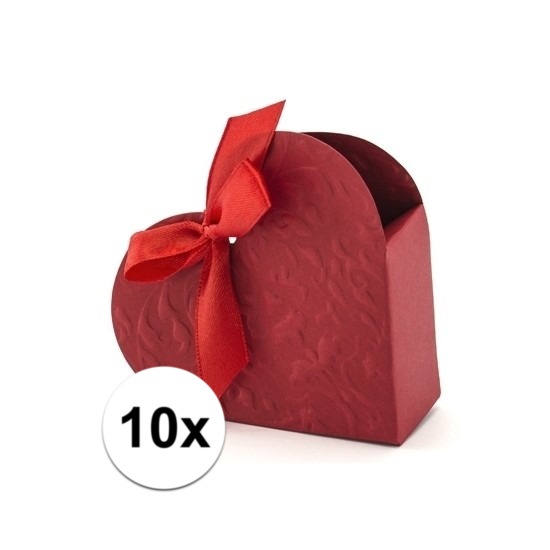 10x bruiloft kado doosjes rood hart
