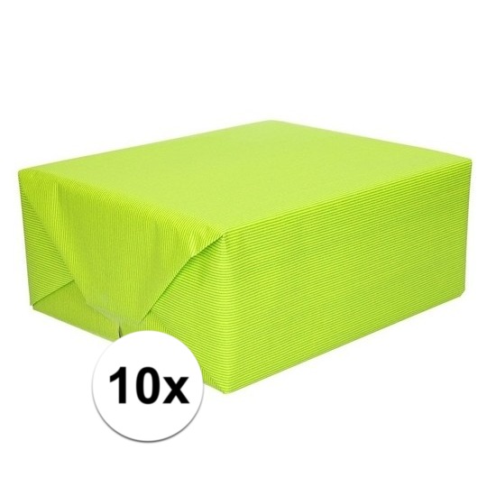 10x Inpakpapier/cadeaupapier lime groen kraftpapier 200 x 70 cm