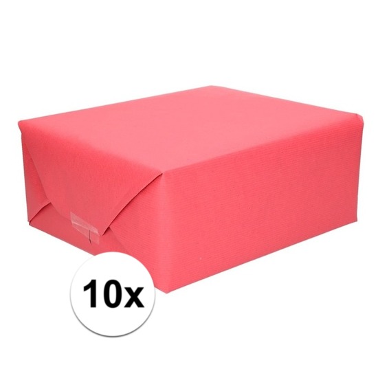 10x Inpakpapier/cadeaupapier rood kraftpapier 200 x 70 cm rollen