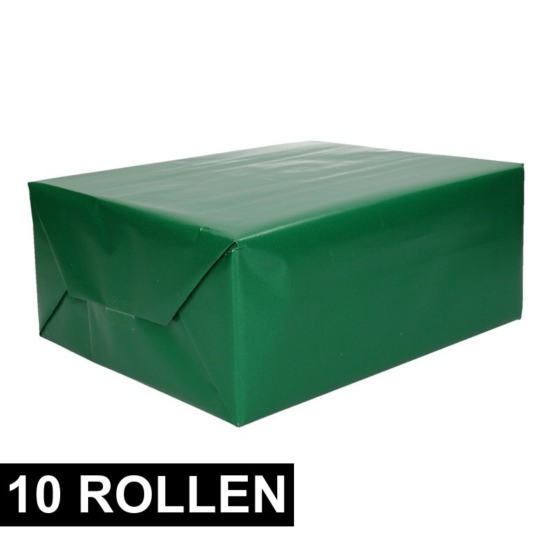 10x rollen Inpakpapier/cadeaupapier groen 200 x 70 cm op rol