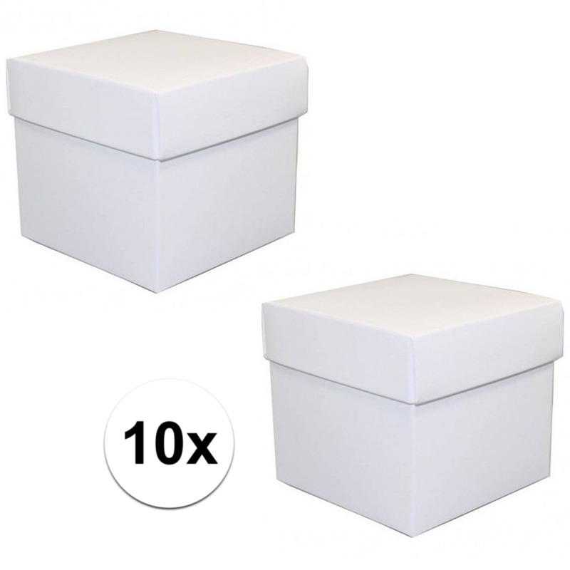 10x stuks Witte cadeaudoosjes van 10 cm vierkant