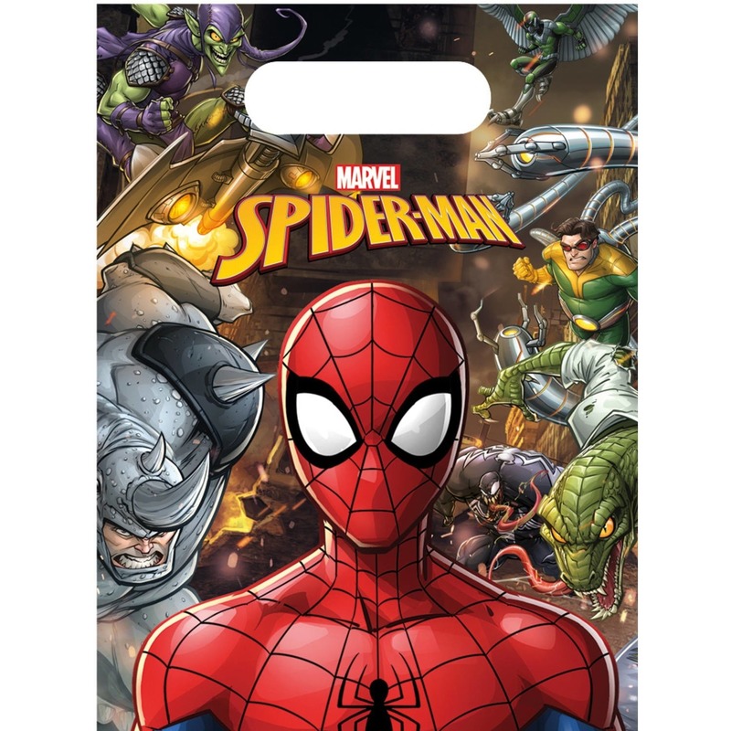 12x Marvel Spiderman themafeest uitdeelzakjes 16 x 23 cm