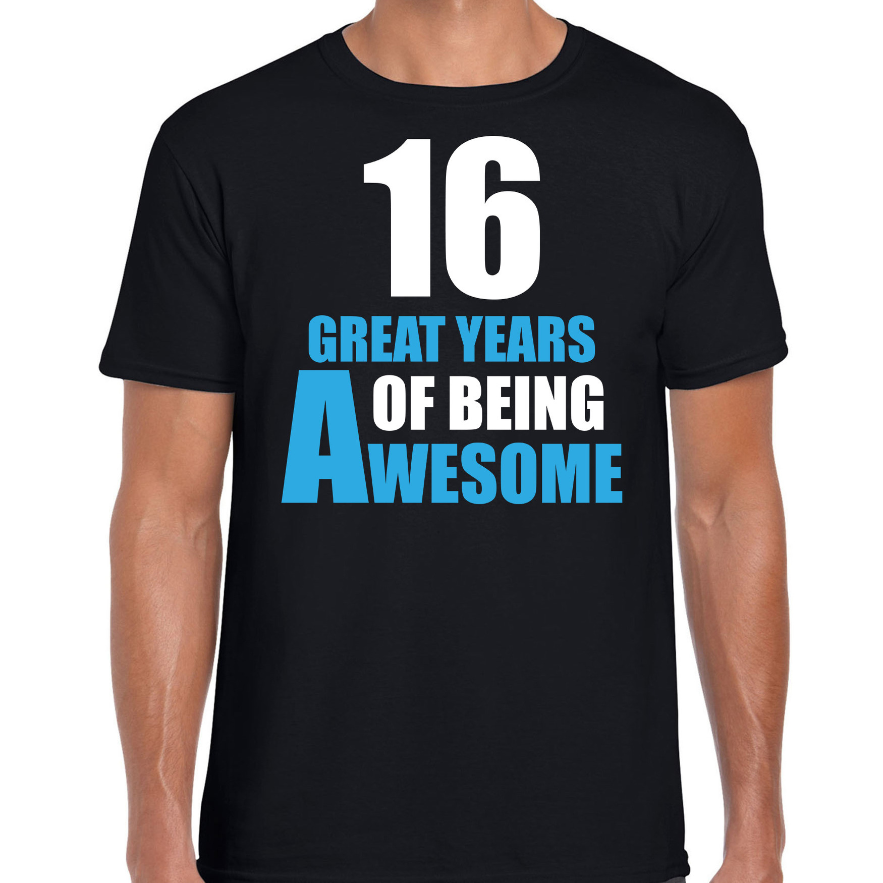16 great years of being awesome verjaardag cadeau t-shirt zwart voor heren