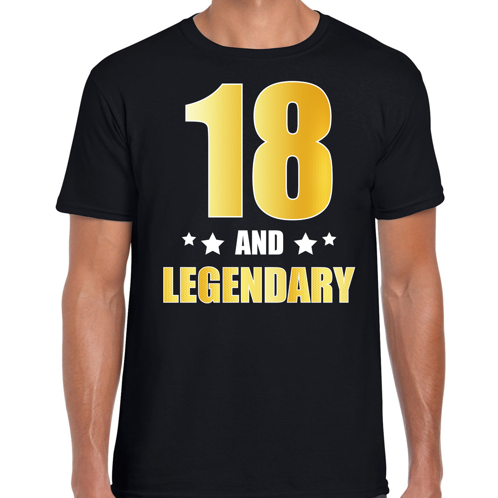 18 and legendary verjaardag cadeau t-shirt goud 18 jaar zwart voor heren