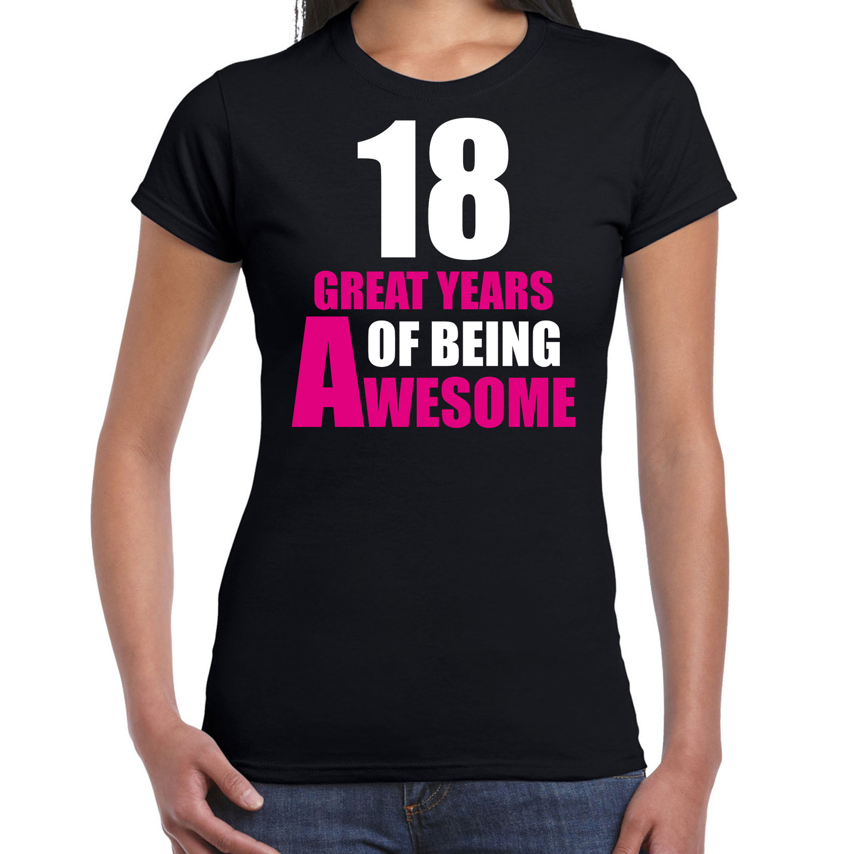 18 great years of being awesome verjaardag cadeau t-shirt zwart voor dames