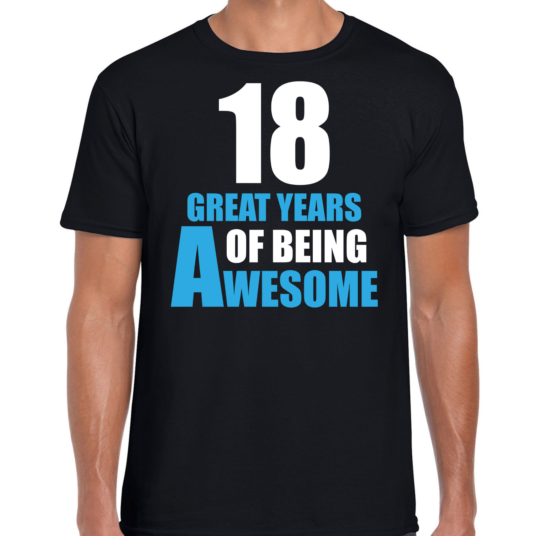 18 great years of being awesome verjaardag cadeau t-shirt zwart voor heren