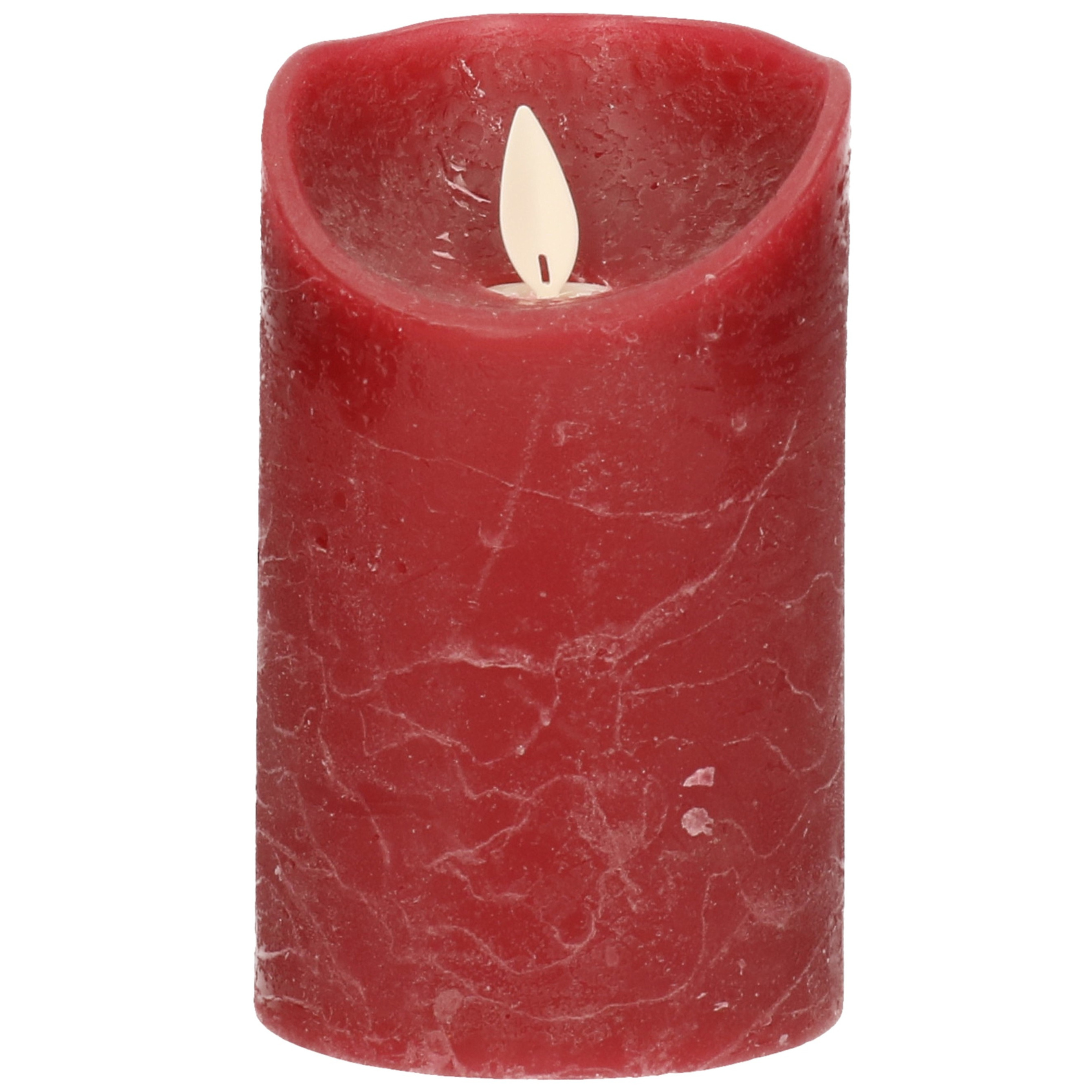 1x Bordeaux rode LED kaarsen / stompkaarsen met bewegende vlam 12,5