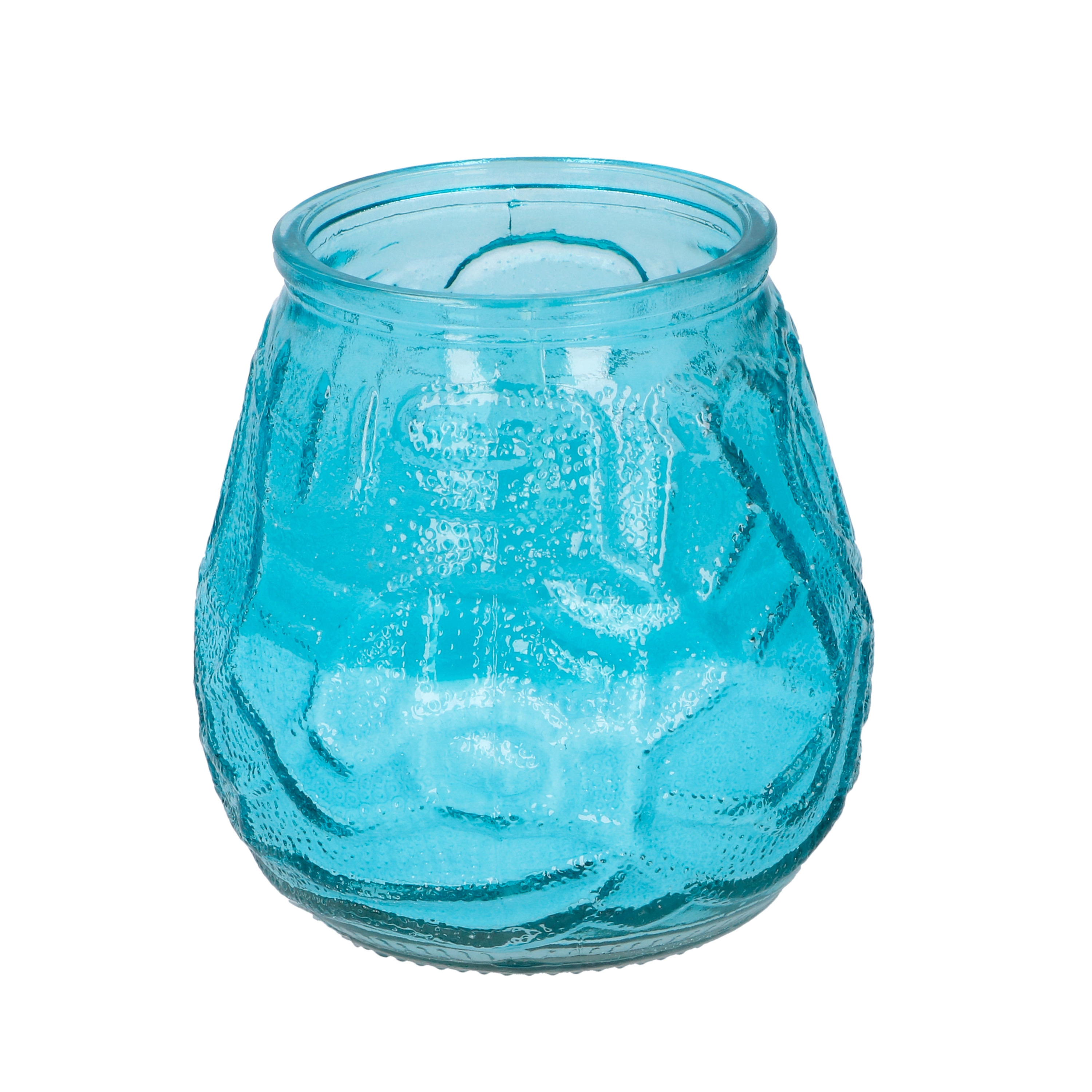 1x Citronella lowboy tafelkaarsen 10 cm blauw glas
