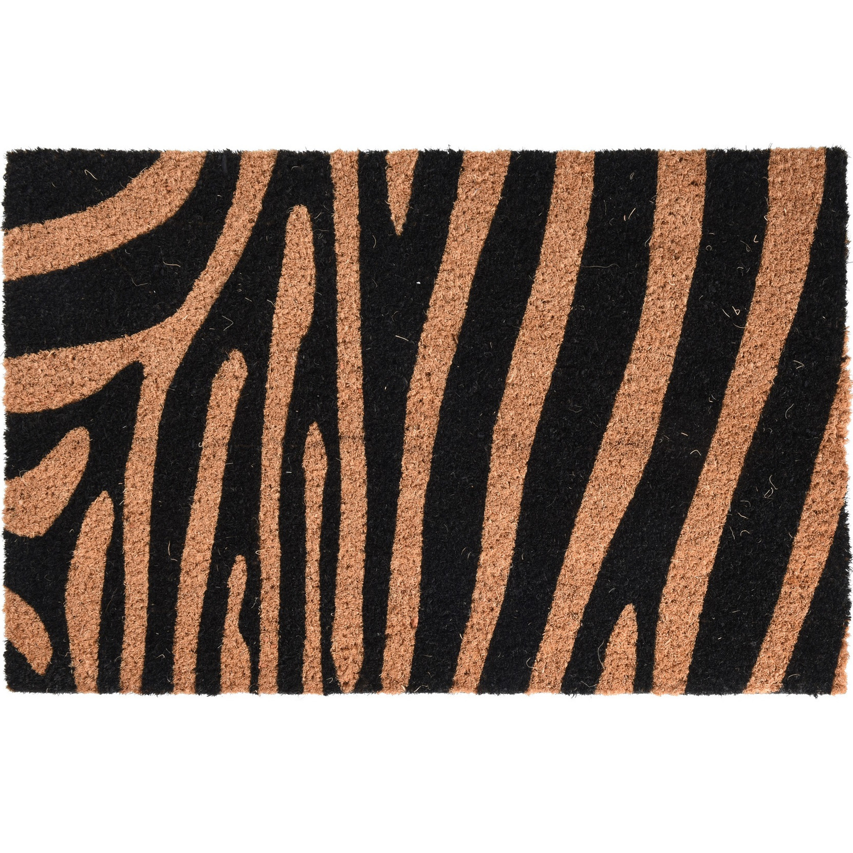 1x Dieren thema deurmatten/buitenmatten kokos tijger/zebra strepen 39 x 59 cm