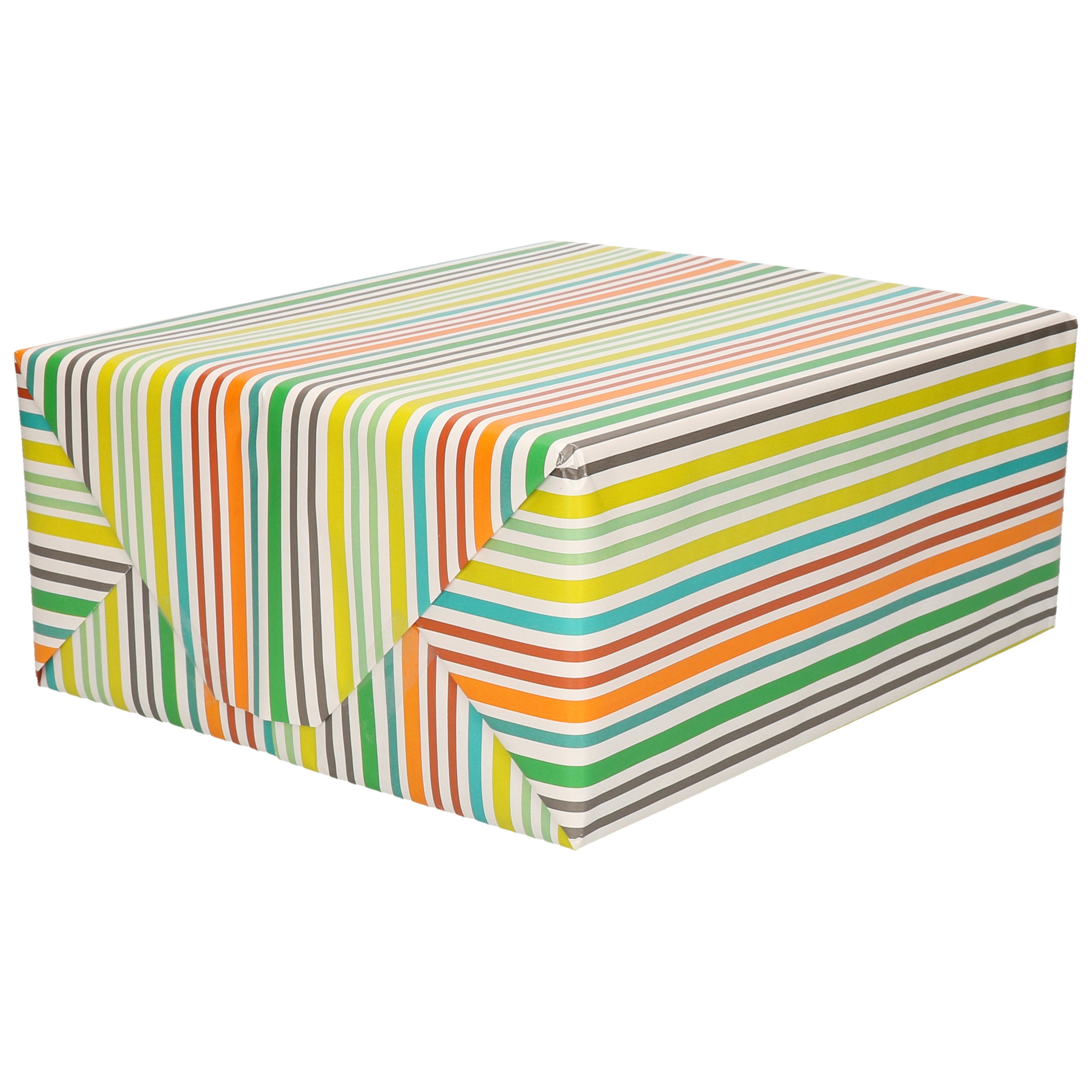 1x Inpakpapier/cadeaupapier wit met gekleurde strepen motief 200 x 70 cm rol