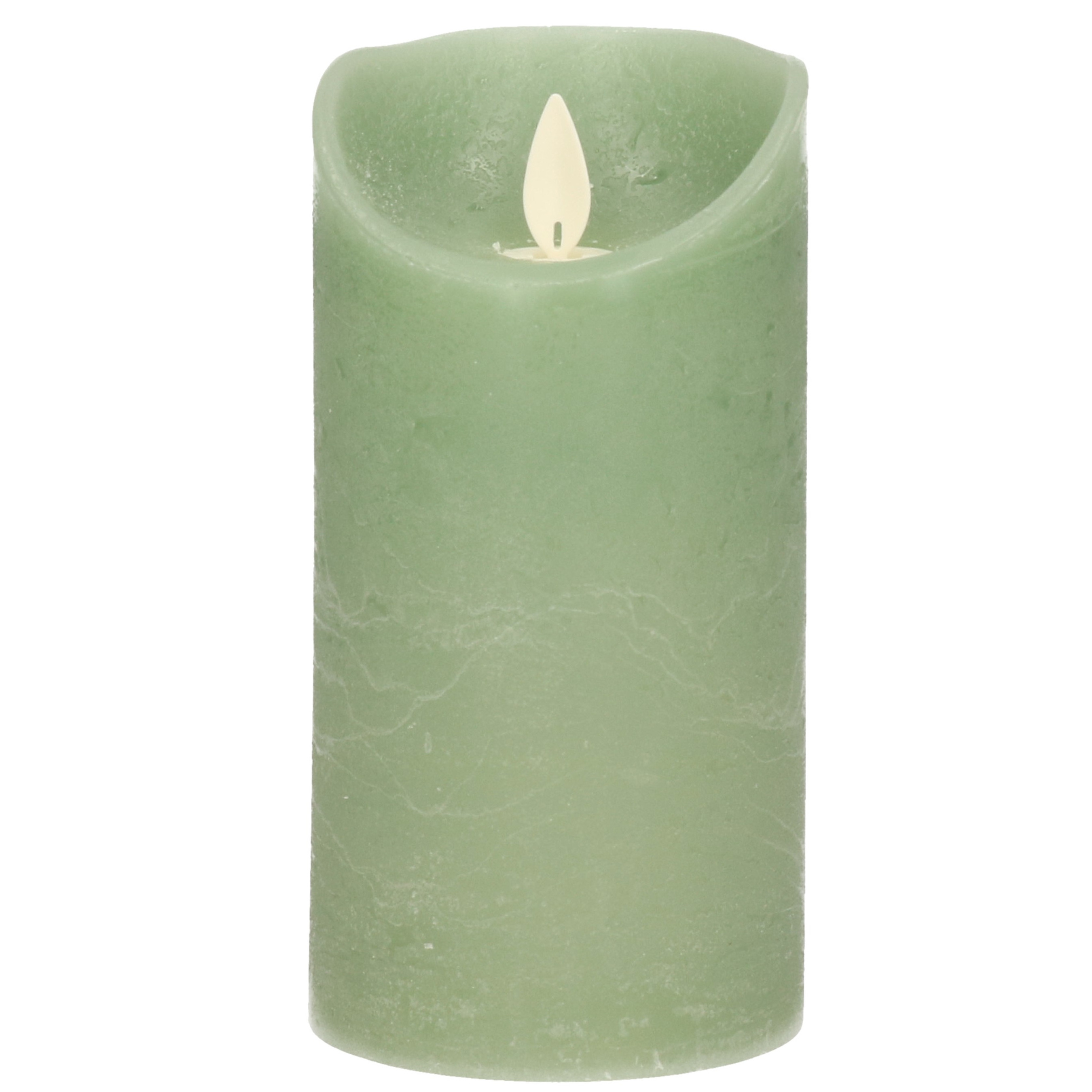 1x Jade groene LED kaarsen / stompkaarsen met bewegende vlam 15 cm
