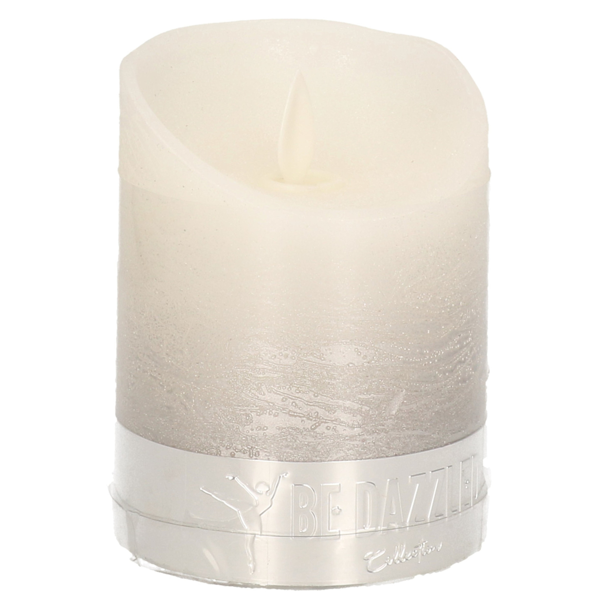 1x Luxe zilver/witte LED kaarsen/stompkaarsen 10 cm
