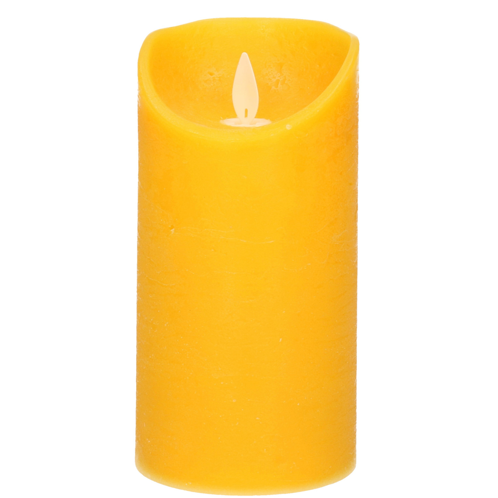 1x Oker gele LED kaarsen / stompkaarsen met bewegende vlam 15 cm