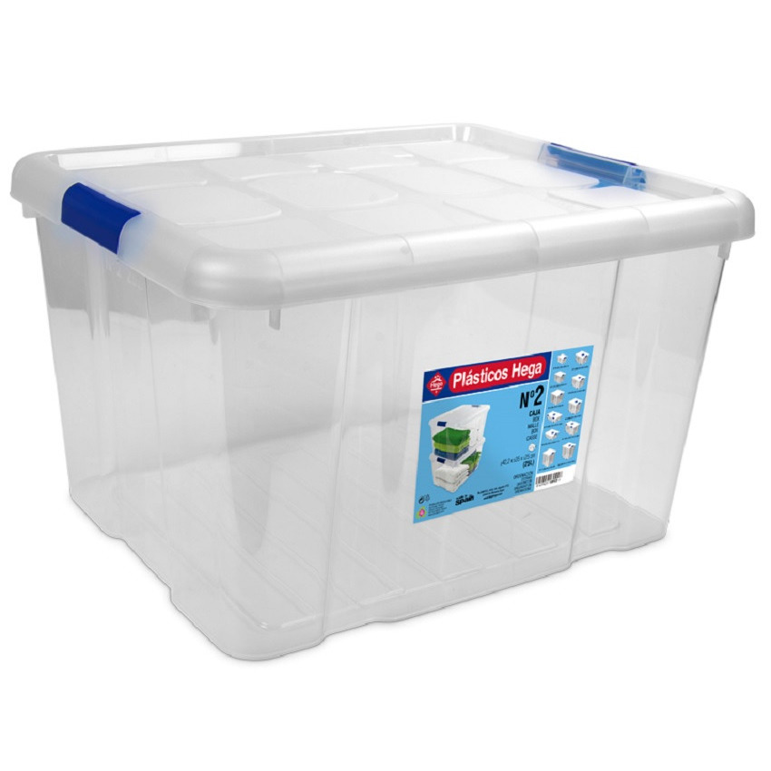 1x Opbergboxen/opbergdozen met deksel 25 liter kunststof transparant/blauw