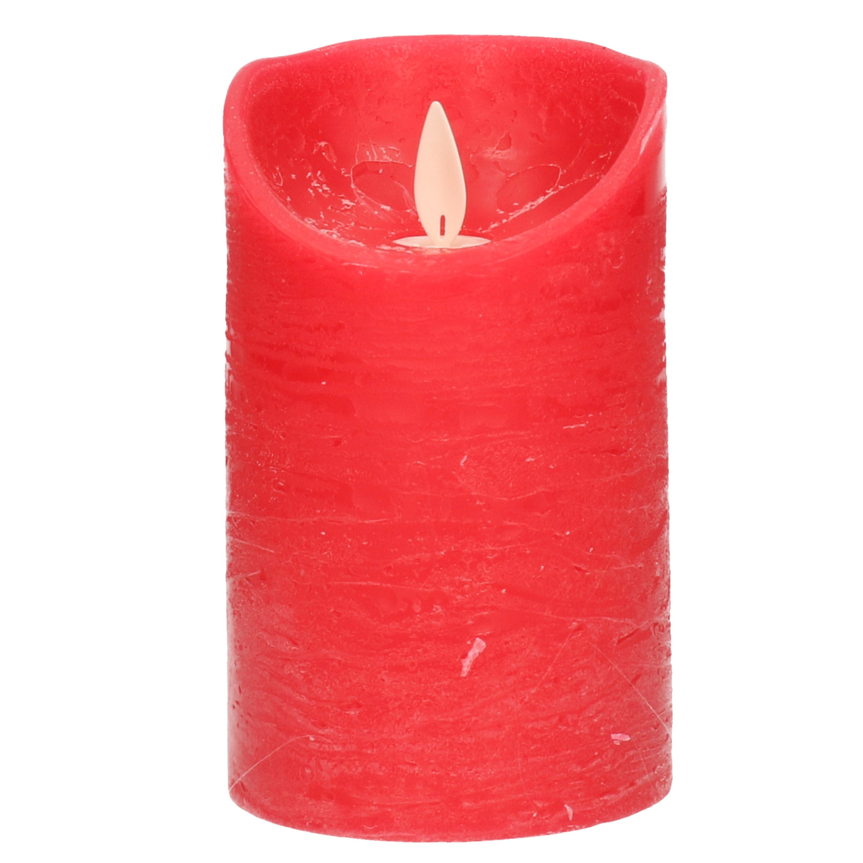 1x Rode LED kaarsen / stompkaarsen met bewegende vlam 12,5 cm