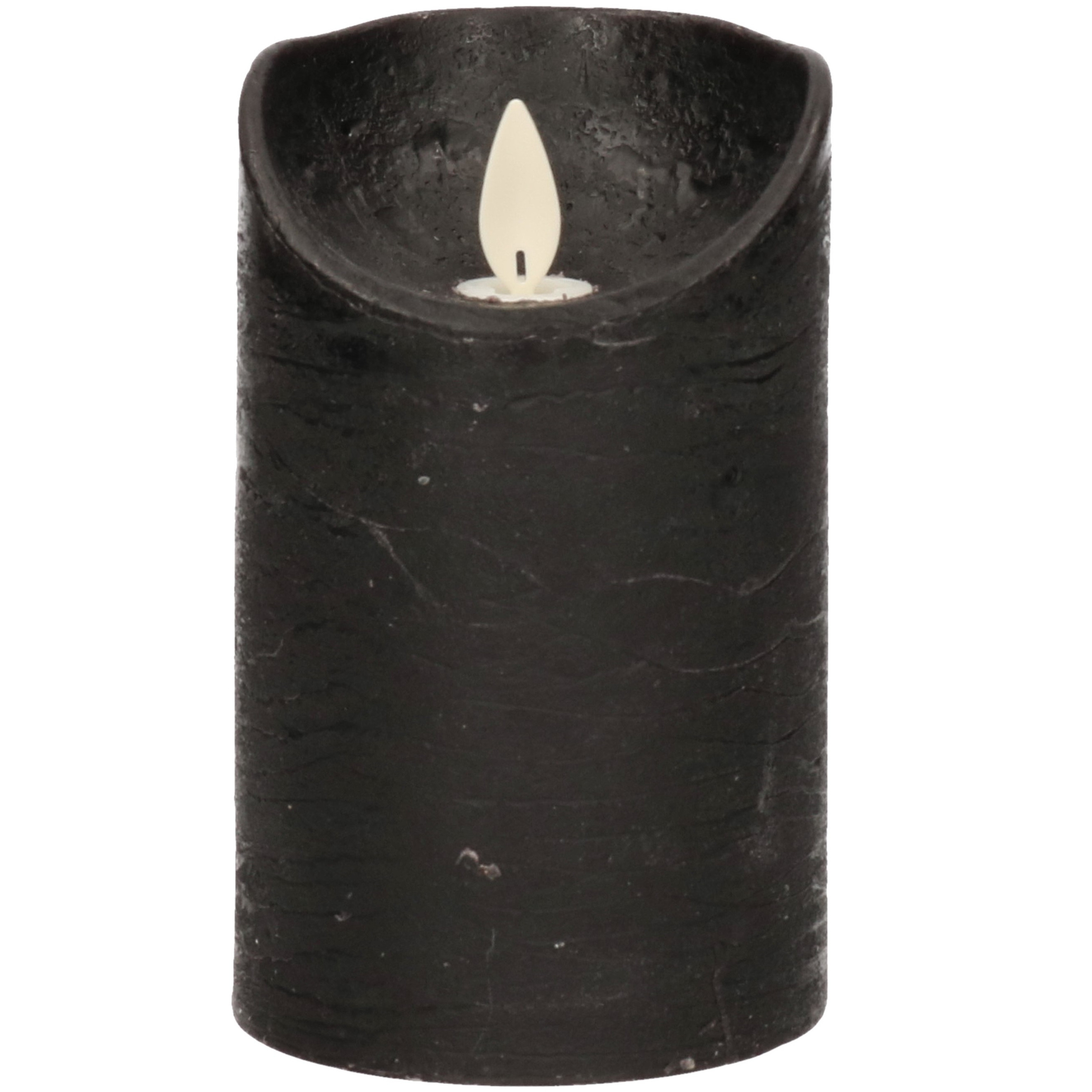 1x Zwarte LED kaarsen / stompkaarsen met bewegende vlam 12,5 cm