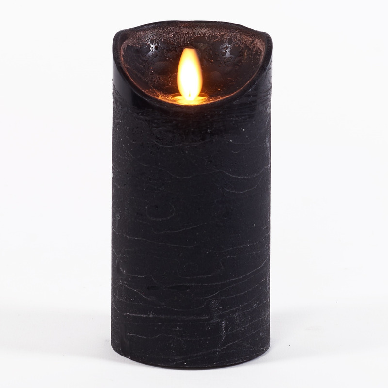 1x Zwarte LED kaarsen / stompkaarsen met bewegende vlam 15 cm