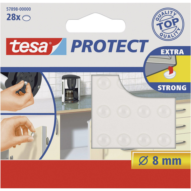 28x Tesa geluidsdemper/antislip nopjes rond transparant 8 mm