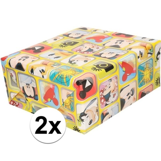 2x Disney inpakpapier/cadeaupapier Mickey Mouse 200 x 70 cm rol