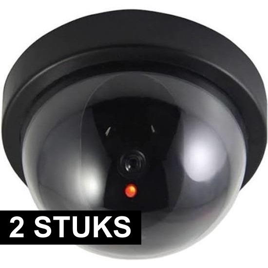 2x Dummy beveiligingscamera/koepelcamera met LED 9 cm