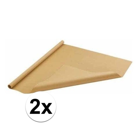 2x Inpakpapier/cadeaupapier bruin 500 x 70 cm op rol