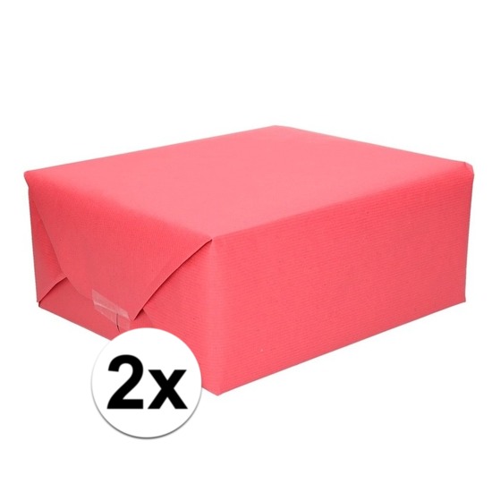 2x Inpakpapier/cadeaupapier rood kraftpapier 200 x 70 cm rollen