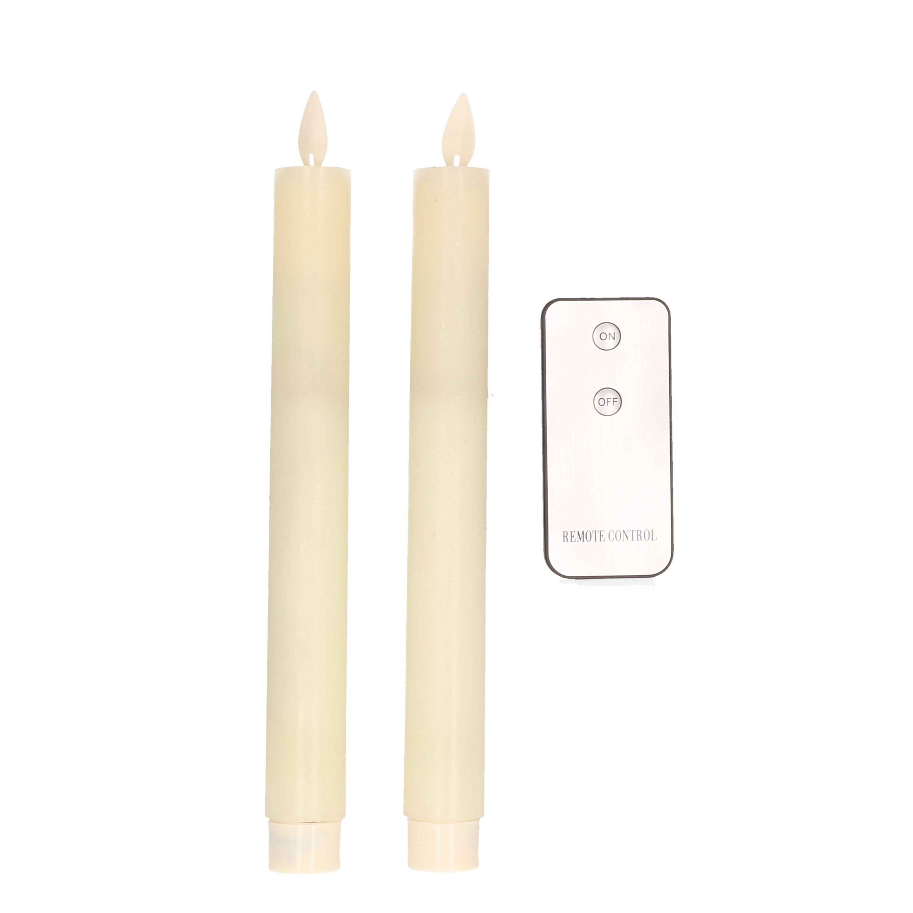 2x Ivoor LED kaarsen/dinerkaarsen op afstandsbediening 23 cm