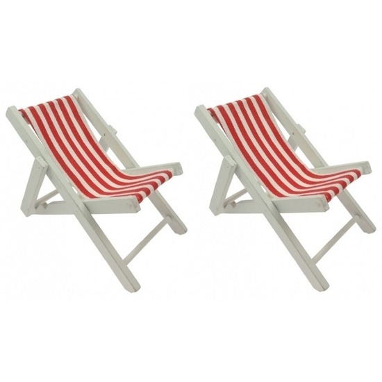 2x Maritieme decoratie strandstoelen rood 13 cm