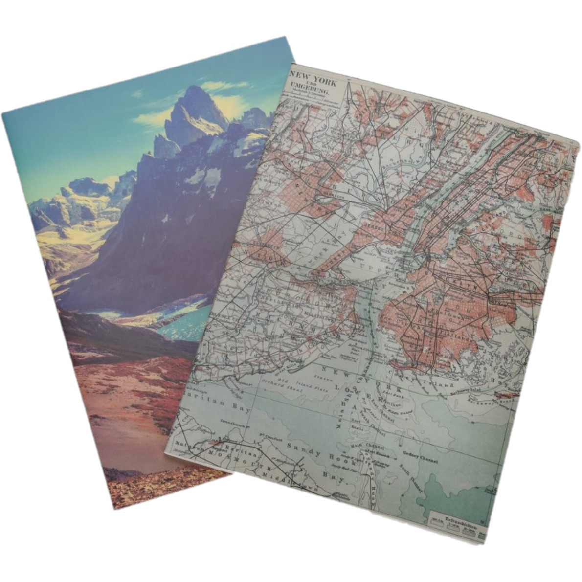 2x Notitieschriften/notitieboekjes aarde/landkaart B5 formaat 18x25 cm 80 bladzijdes