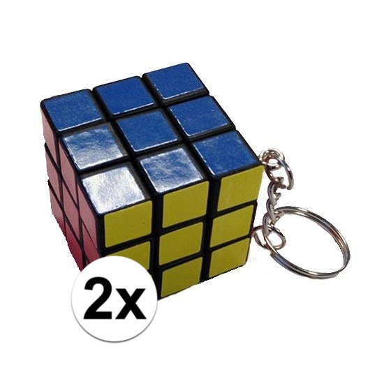 2x stuks sleutelhangers met kubus spelletjes