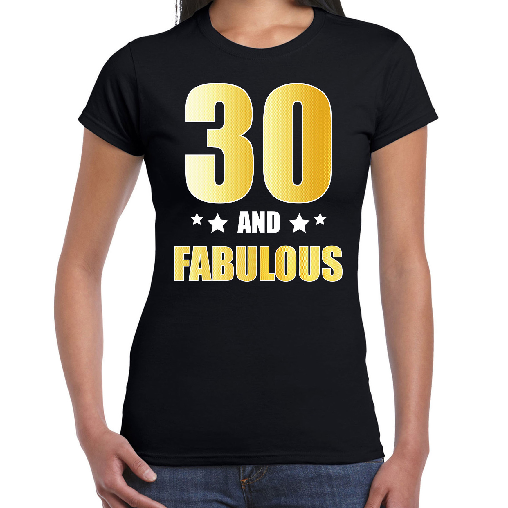 30 and fabulous verjaardag cadeau t-shirt / shirt goud 30 jaar zwart voor dames