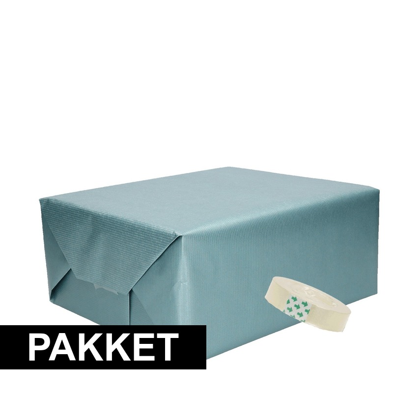 3x Blauw kraft inpakpapier met rolletje plakband pakket 9