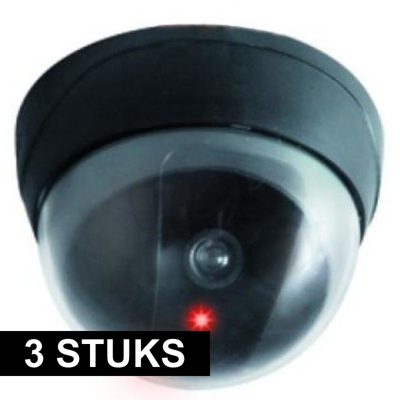 3x Dummy beveiligingscamera/koepelcamera met LED 11 cm