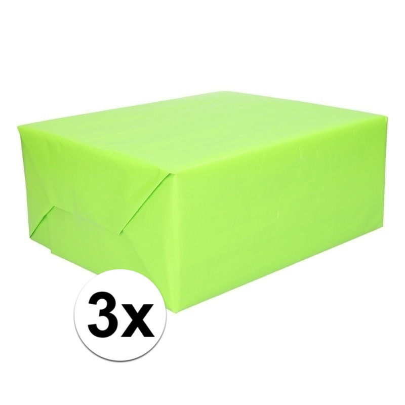 3x Kadopapier lime groen 200 x 70 cm op rol
