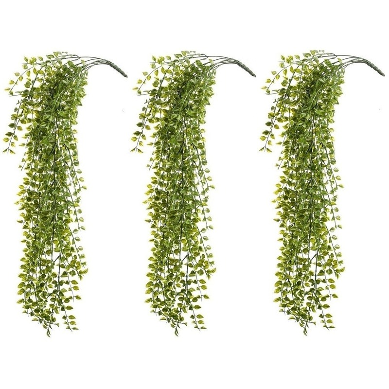 3x Kantoor UV kunstplanten groene ficus hangplant/tak 80 cm