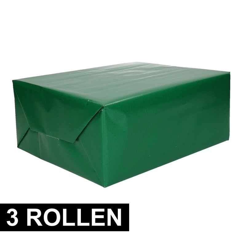 3x rollen Inpakpapier/cadeaupapier groen 200 x 70 cm op rol