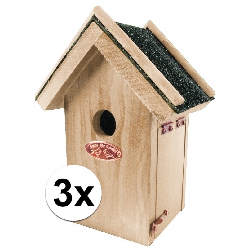 3x Vogel nestkastjes van hout 16x22 cm
