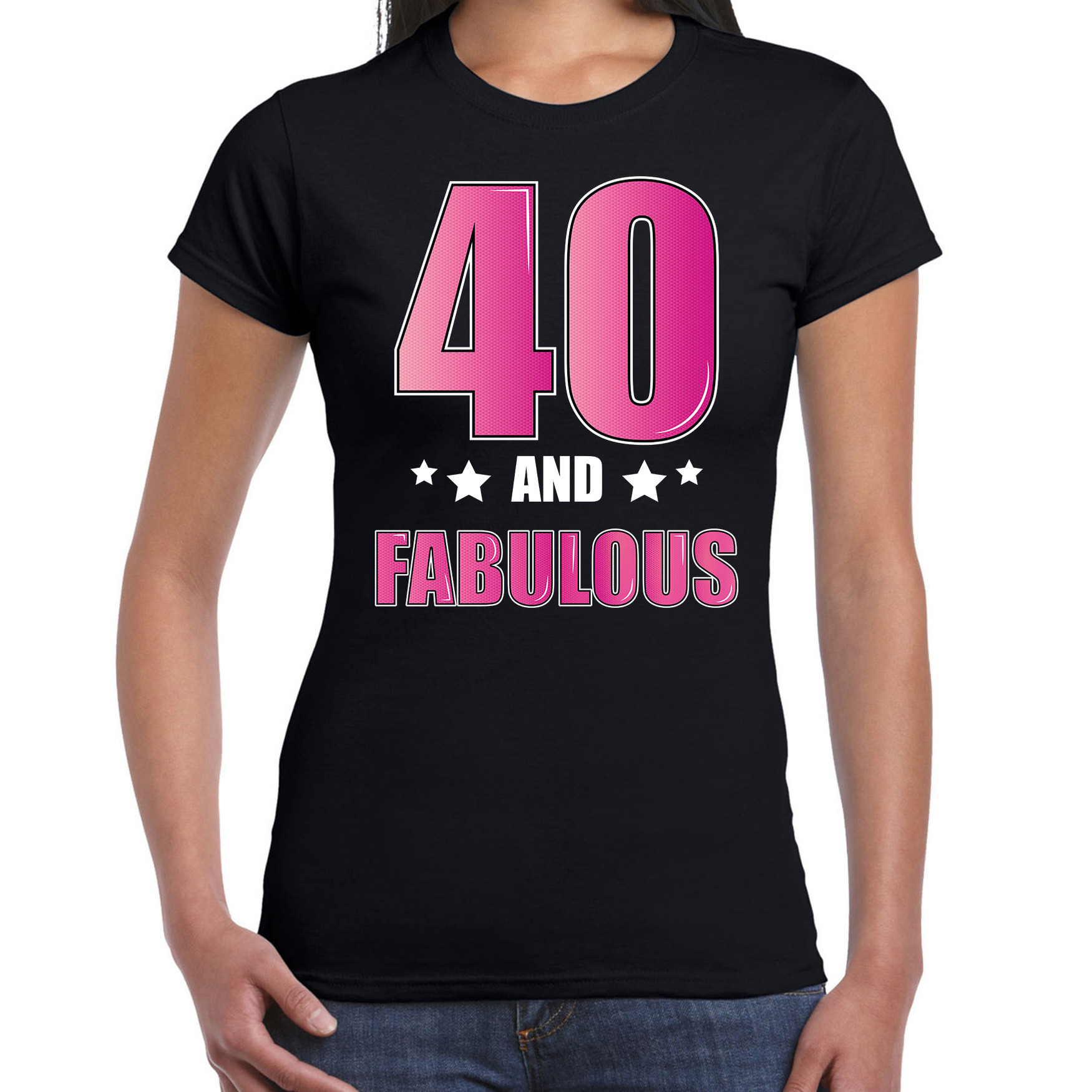 40 and fabulous verjaardag cadeau t-shirt / shirt 40 jaar zwart voor dames