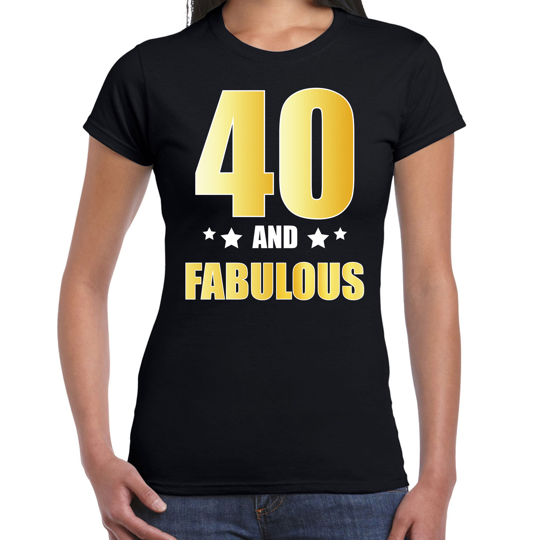 40 and fabulous verjaardag cadeau t-shirt / shirt goud 40 jaar zwart voor dames