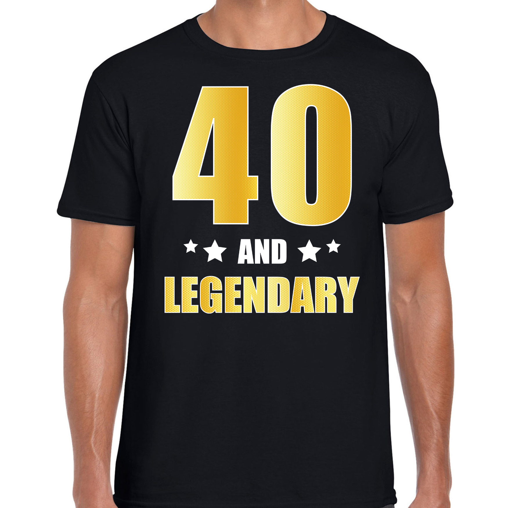 40 and legendary verjaardag cadeau t-shirt goud 40 jaar zwart voor heren