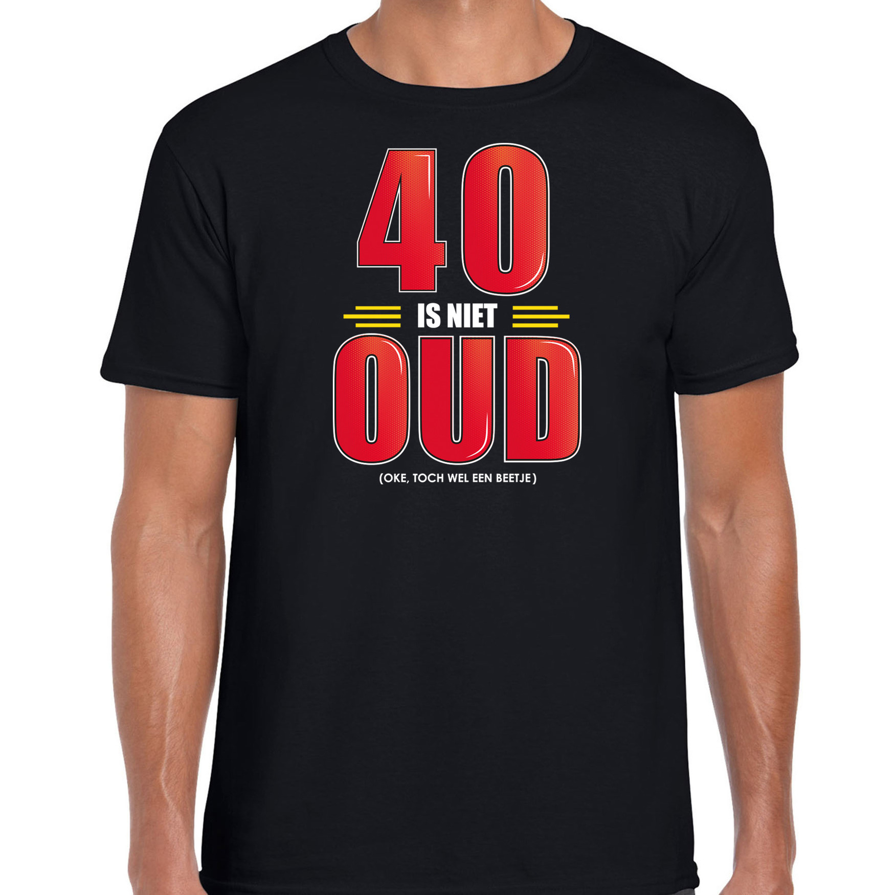 40 is niet oud verjaardag cadeau t-shirt zwart voor heren
