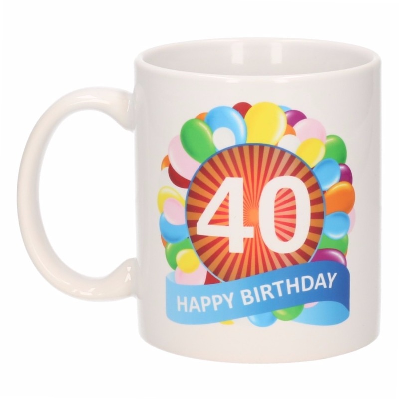 40 jaar verjaardag ballon thema theemok 300 ml