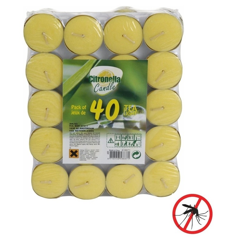 40x Anti muggen waxinelichtjes met citronella