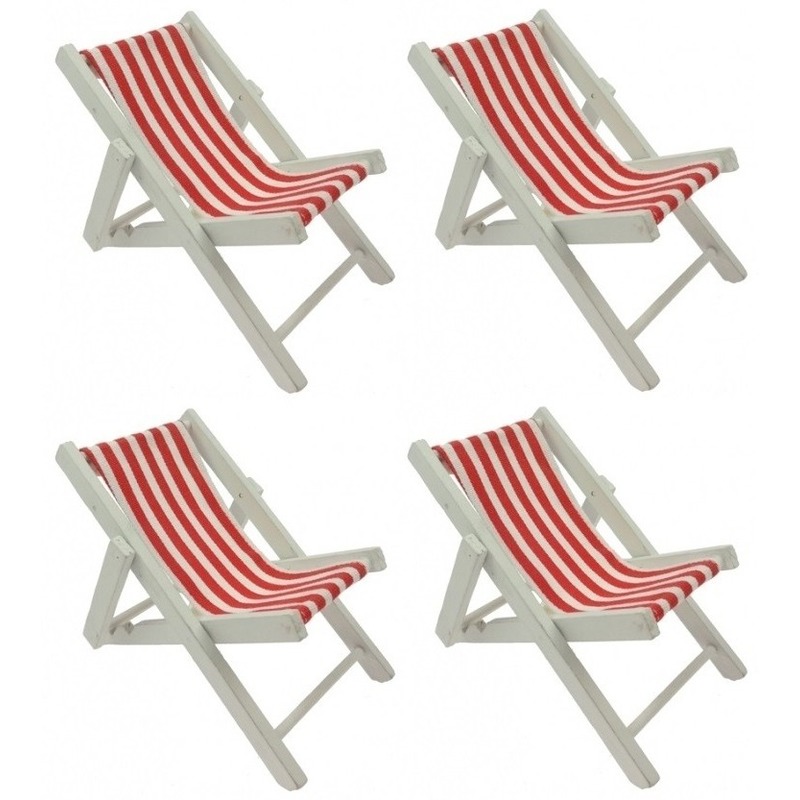 4x Maritieme decoratie strandstoel rood 13 cm