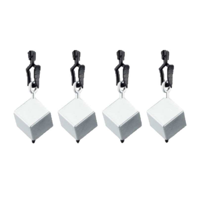 4x stuks tafelkleedgewichtjes zilveren vierkanten/blokken 3.5 cm