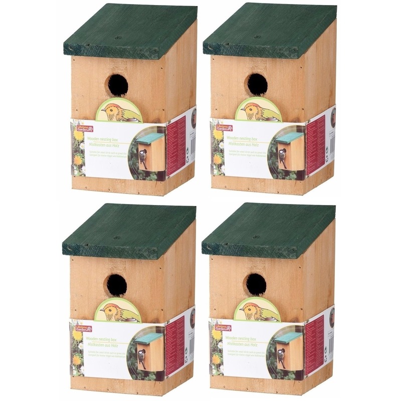 4x Vogelhuisjes houten nestkastjes van 22 cm