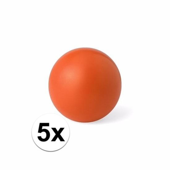 5 oranje anti stressballetjes 6 cm
