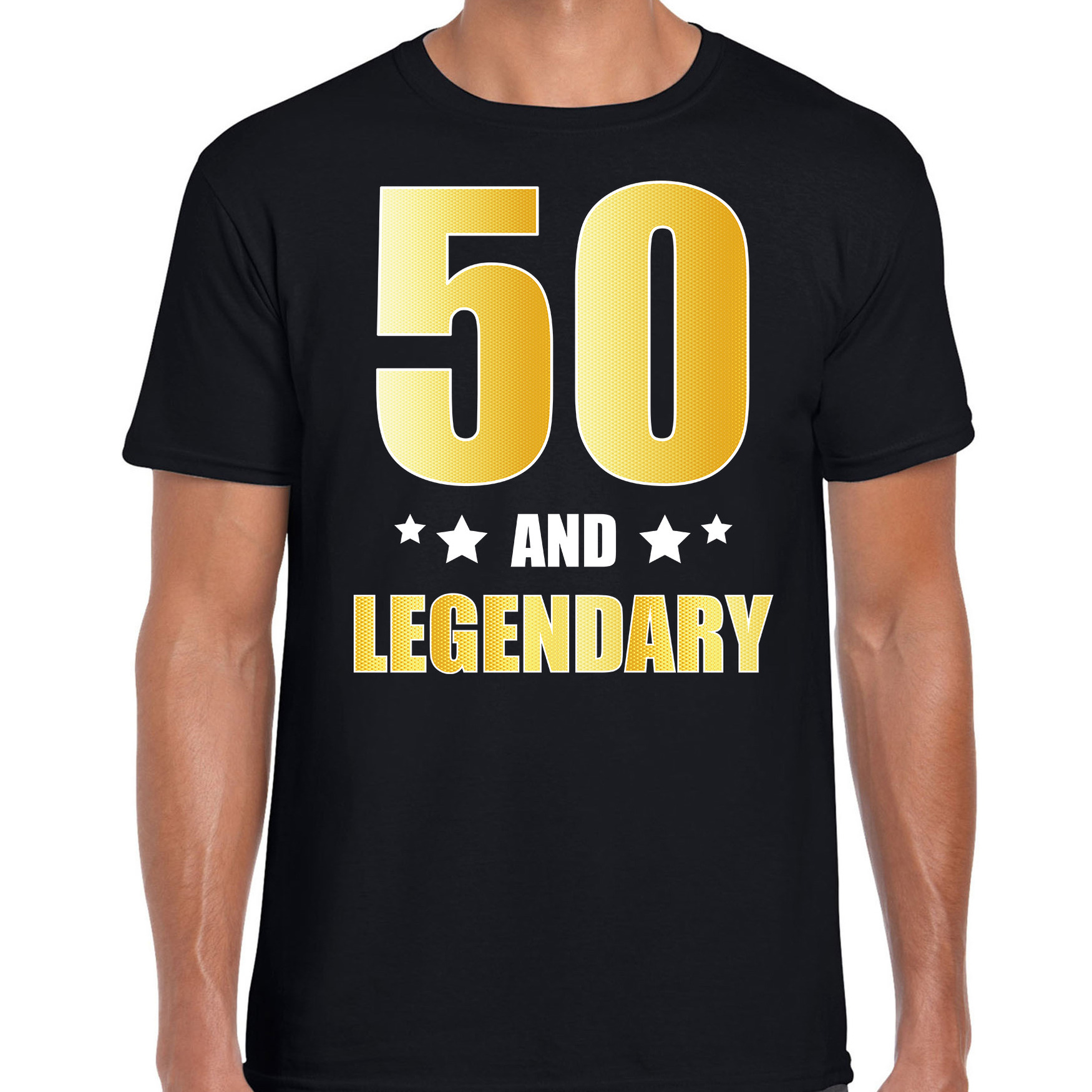 50 and legendary verjaardag cadeau t-shirt goud 50 jaar zwart voor heren