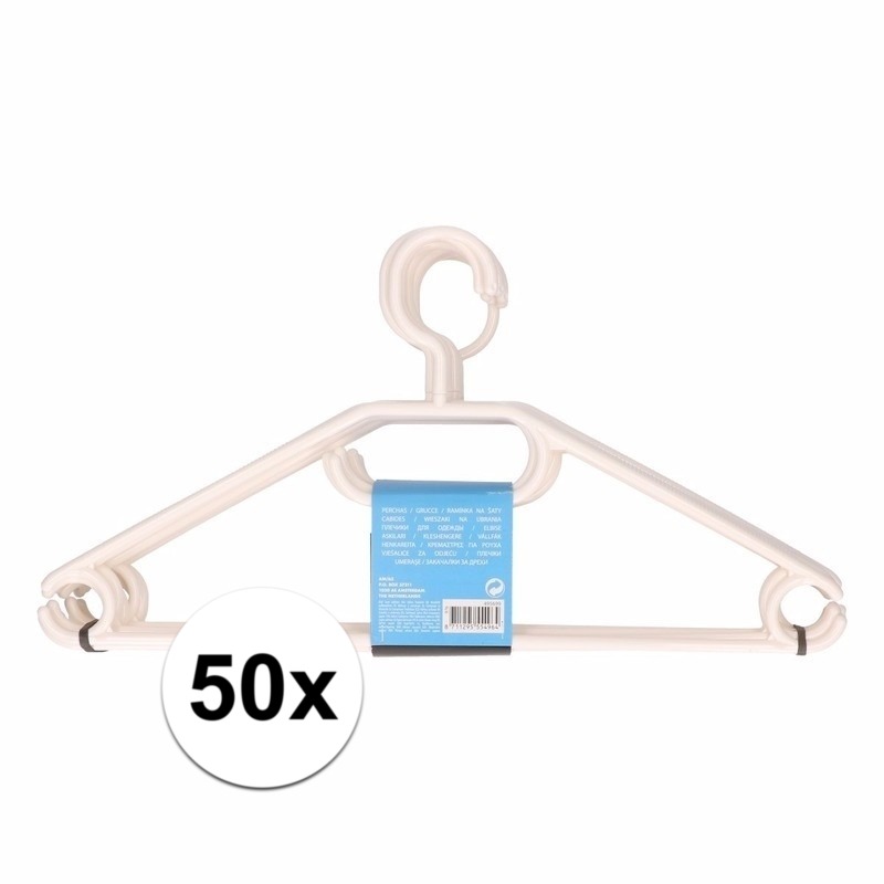 50x plastic kledinghangers wit